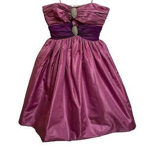 Neiman Marcus Adele Simpson Vintage Strapless Dress Silk Taffeta Brooch Detail 6